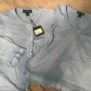 St John light weight baby blue cardigan set.